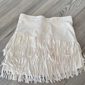 Altar'd State Cream Fringe Mini Skirt